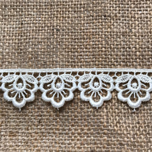 Garniture en dentelle Guipure satinée 2,5 cm/1" Blanc, Ivoire, Noir, Bleu marine, Rose, Rose sombre, Rose cerise