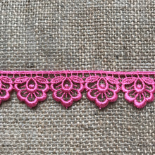 Satin Guipure Lace Trim  2.5 cm/1" White, Ivory, Black, Navy Blue, Pink, Dusky Pink, Cerise Pink