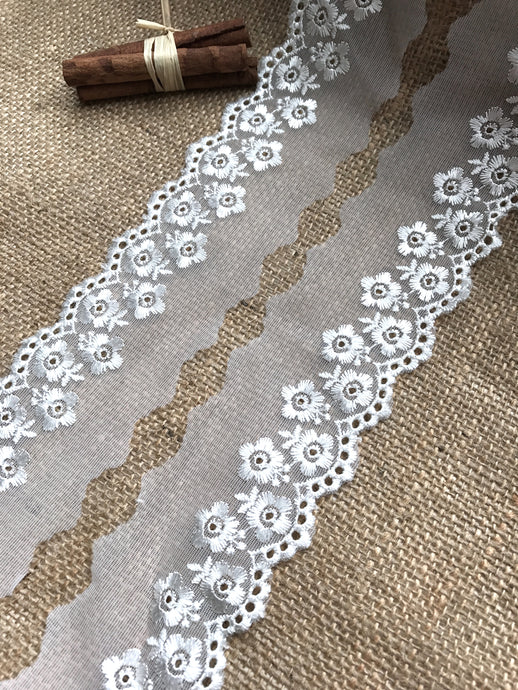 Ivory Embroidered Voile Lace 6.5 cm/2.5