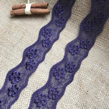 1 x 2.5 m Dark Purple Embroidered Guipure Lace Trim 4.5 cm/1.75"