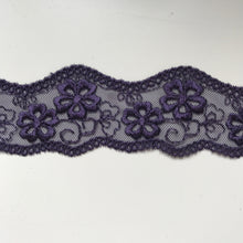 1 x 2.5 m Dark Purple Embroidered Guipure Lace Trim 4.5 cm/1.75"