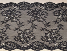 5 m Black Stretch Fine Clipped Lace Trim 20 cm/8"