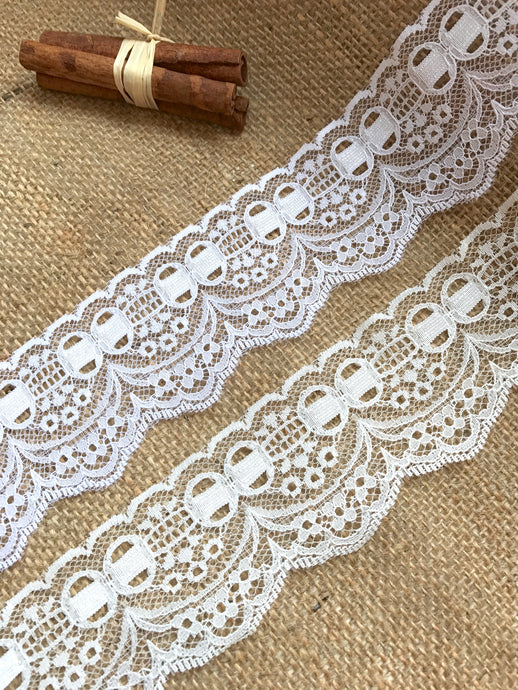 10 m Pretty Ivory  Mock Ribbon Lace  2.25