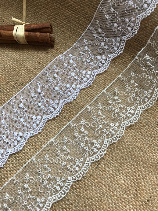 Delicate Embroidered Tulle Bridal Lace Trim 5 cm/2