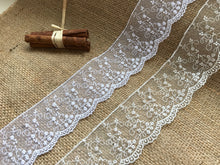 Délicate bordure en dentelle de mariée en tulle brodé 5 cm/2" blanc et ivoire