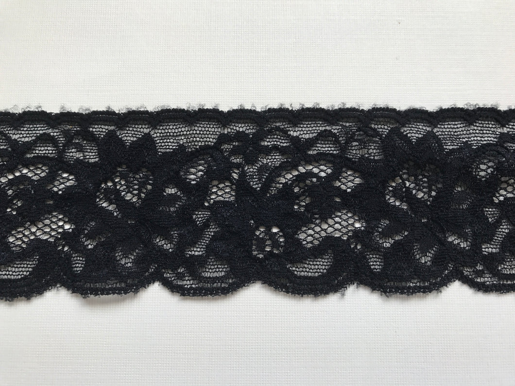 Black Lace Stretch 2.5/6 cm www.thelaceco.co/uk – The Lace Co.