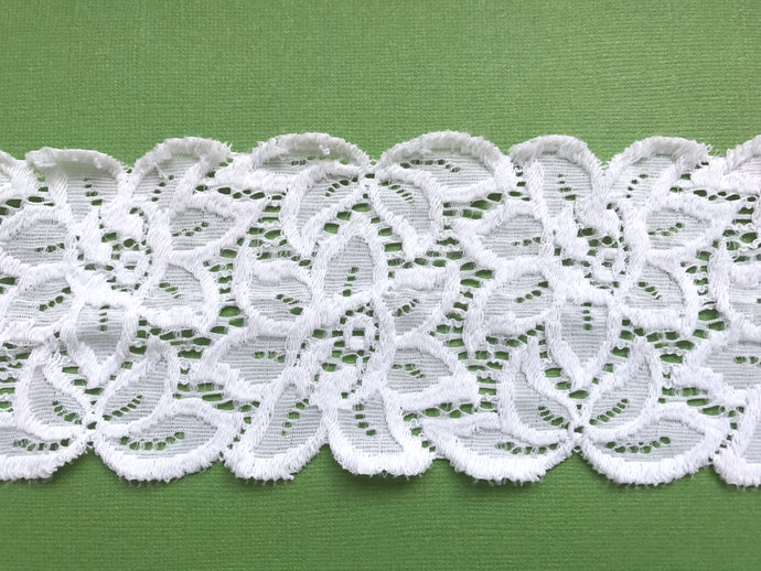 3 m White Soft Stretch Scalloped French Lace 3