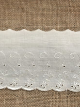 Quality Cotton White, Cream or Black  Broderie Anglaise Lace Trim 4"