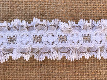Pretty White with Silver Gathered Lace (with ribbon slot effect) 3.3 cm/1.25"