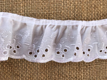 White Cotton "Cherry" Broderie Anglaise Gathered  Lace 5 cm/2"