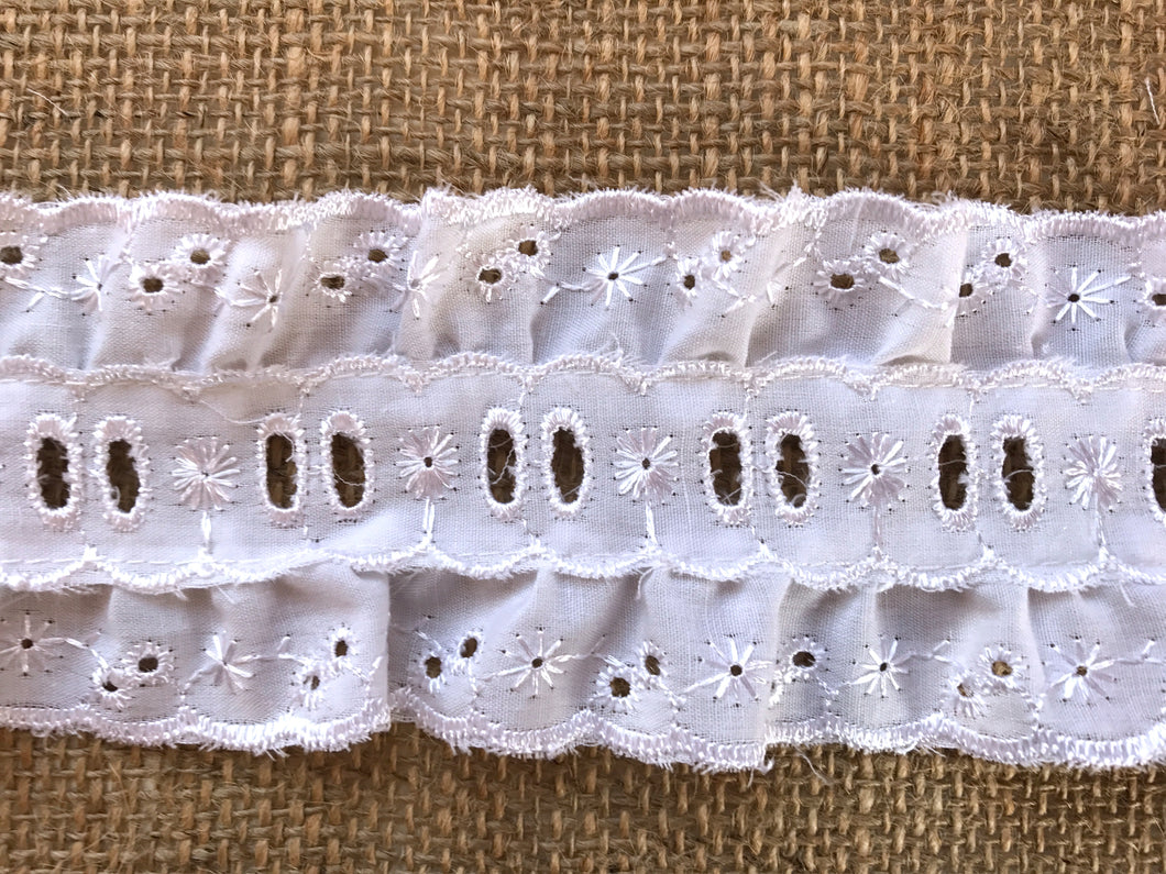 White Broderie Gathered Lace 6.5 cm/2.5 – The Lace Co.