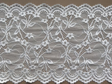 Silky Soft Ivory Small Flower Stretch Lace Trim 18 cm/7"