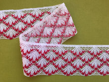 White/Red Nottingham Lace Trim 7 cm/2.75"