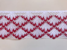 White/Red Nottingham Lace Trim 7 cm/2.75"