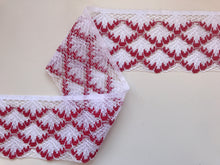 White/Red Nottingham Lace Trim 7 cm/2.75"