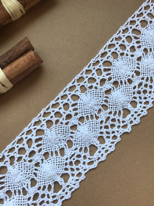 Coton blanc Crochet Premium Nottingham Cluny Lace 75mm/3