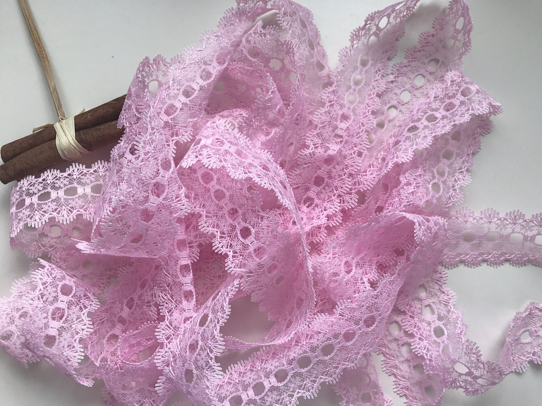 Pink Eyelet Knitting in Lace 35mm
