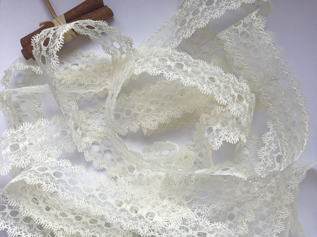 Cream Eyelet Knitting in Lace 35mm
