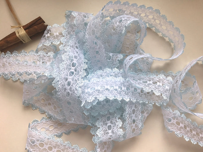White/Blue Eyelet Knitting in Lace 35mm
