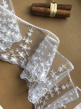 Delicate White Embroidered Tulle Bridal Lace Trim 9 cm/3.5 inch