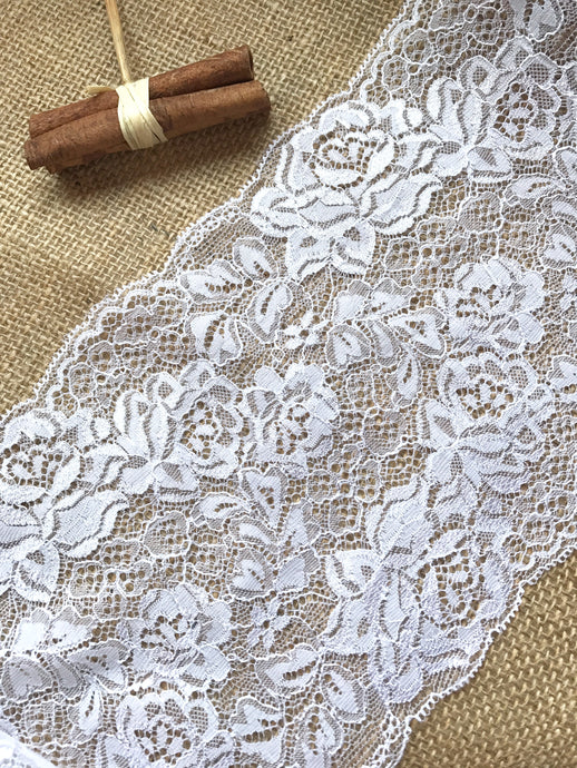 Beautiful White Delicate French Rose Lace 17cm/6.75
