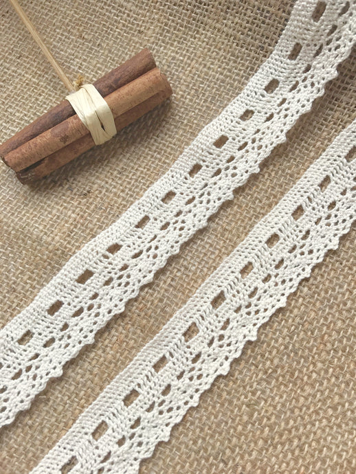 Natural Ecru Premium Nottingham Cotton Ribbon Slot  Lace  1.25