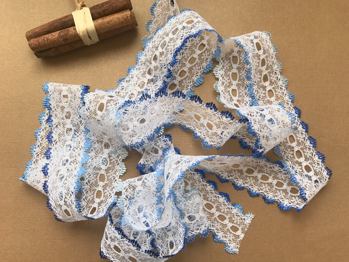 *NOUVELLE COULEUR* Bleu Ombre Oeillet Tricot en Dentelle 35mm