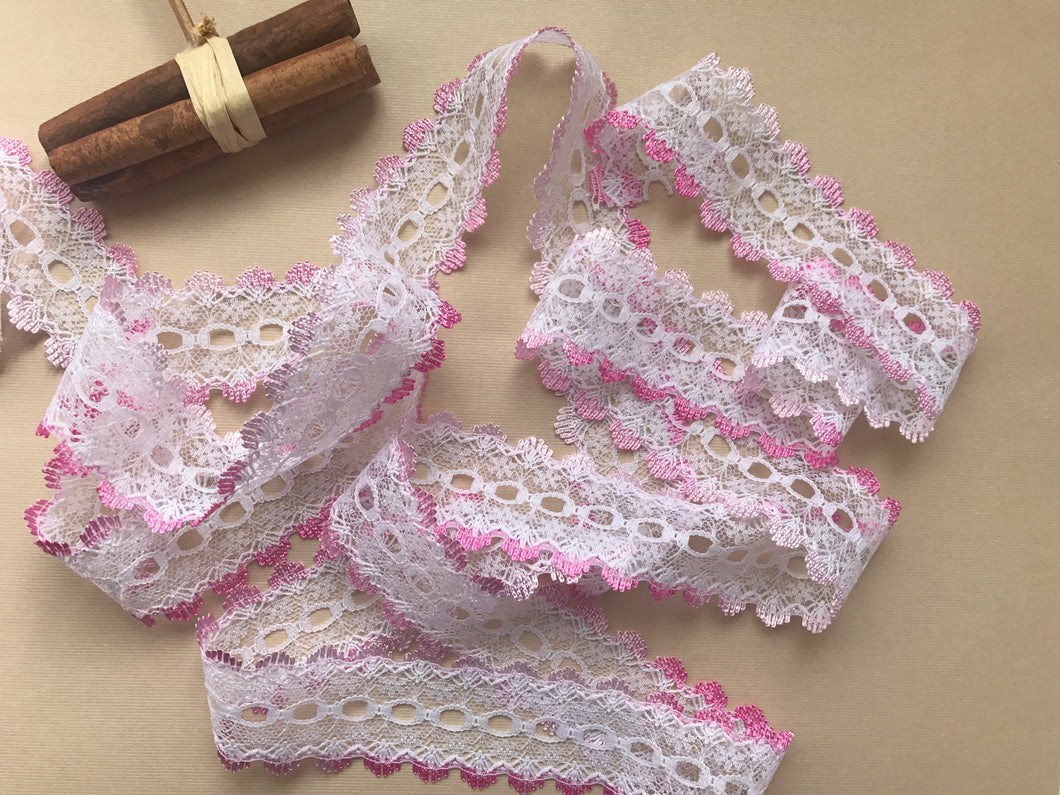 *NEW COLOUR* Pink Ombre  Eyelet Knitting in Lace 35mm