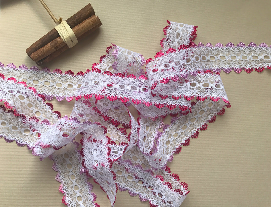 *NEW COLOUR* Bright Pink Ombre  Eyelet Knitting in Lace 35mm