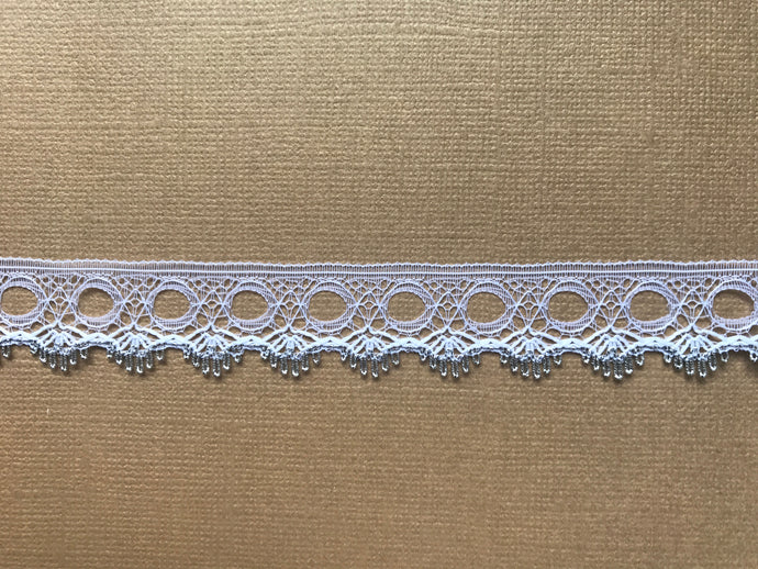 *NEW* Single Edge White/Silver Eyelet Knitting in Lace 18 mm