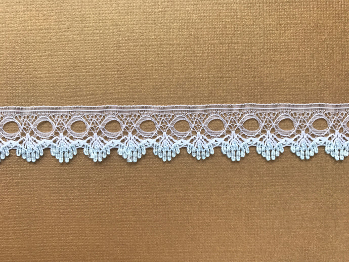 *NEW* Single Edge White/Blue Eyelet Knitting in Lace 18 mm