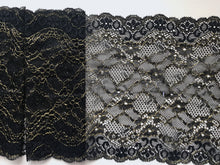 Black & Gold Stretch French Lace Trim 17/7" cm