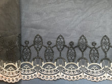 Grey, Black, Champagne, Gold Metallic Embroidered Tulle Lace 24 cm/9.5"