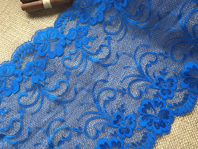 Bright Blue Wide Scalloped  Lace 23 cm/ 9