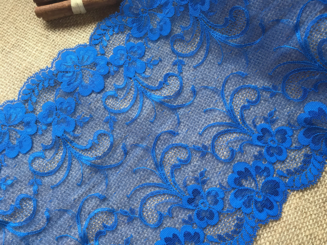 Bright Blue Wide Scalloped  Lace 23 cm/ 9