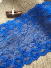 Bright Blue Wide Scalloped  Lace 23 cm/ 9"