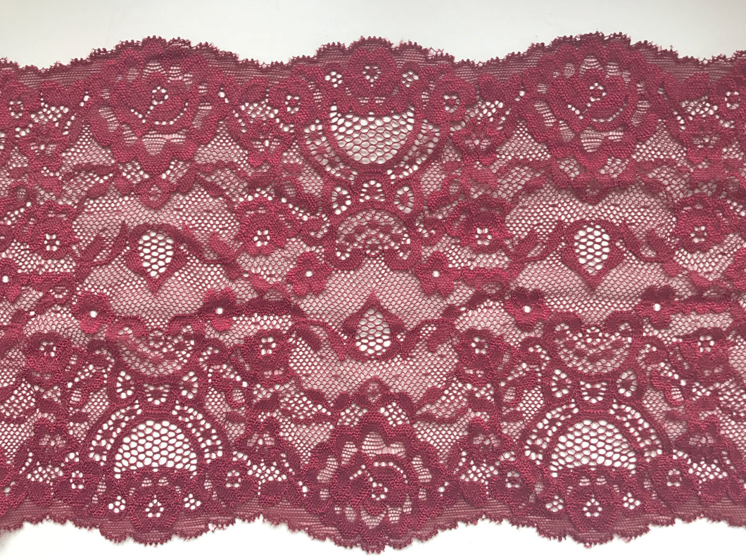 Burgundy Wine Stretch Lace 17cm/6.75 cm Lingerie Table Runner Sewing – The  Lace Co.