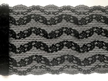 Black Stretch 'Wave' Lace Trim 18 cm/7"