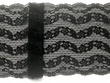 Black Stretch 'Wave' Lace Trim 18 cm/7"