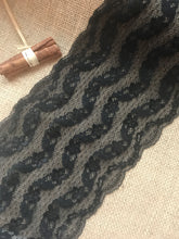 Black Stretch 'Wave' Lace Trim 18 cm/7"