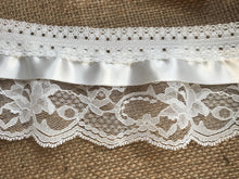 Pretty Ivory Gathered Lace (Three tier with Ivory satin ribbon) 9 cm/3.5"