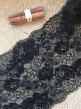 Beautiful Black Delicate French Rose Lace 17cm/6.75"