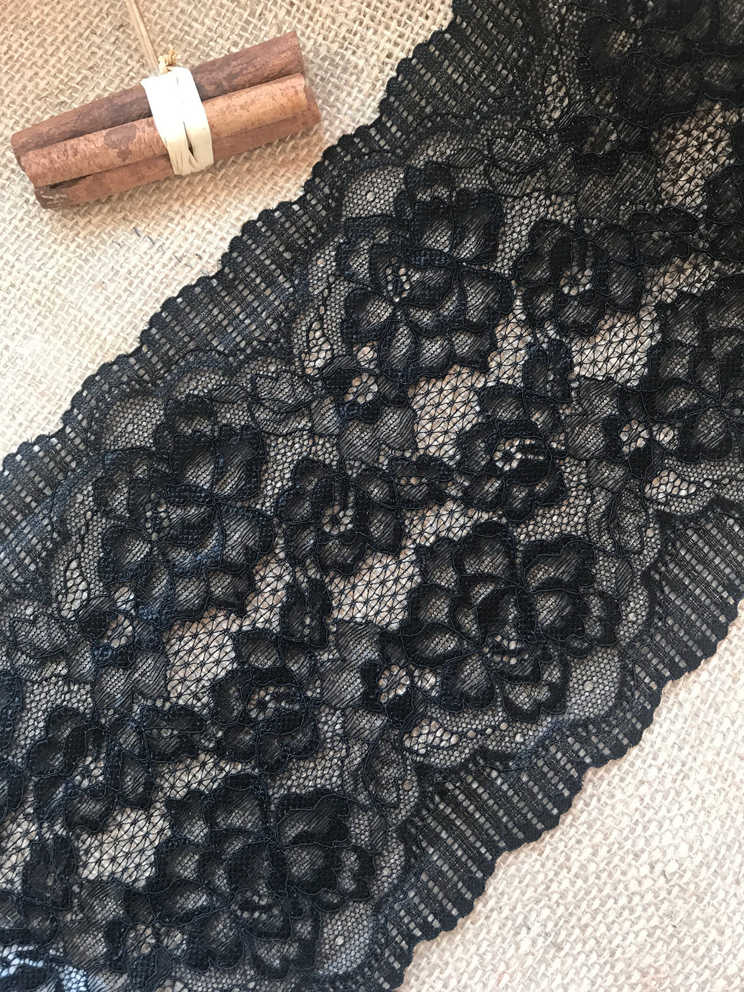 Black Soft Stretch Wide Lace 17cm/7 Lingerie  – The  Lace Co.