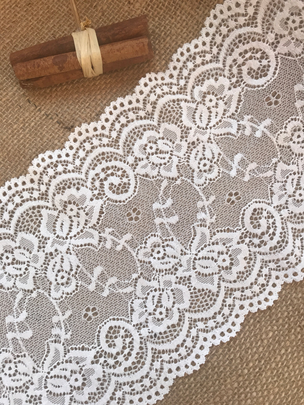 Ivory Stretch Lace Wide 15.5 cm/6 French. Lingerie Craft Bridal