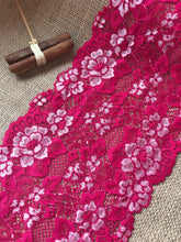 3.6 m Bright Pink Two Tone Soft Wide Stretch Lace Trim 18 cm/7"