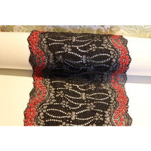 Stunning Black/Red Stretch Lace 7"/18 cm