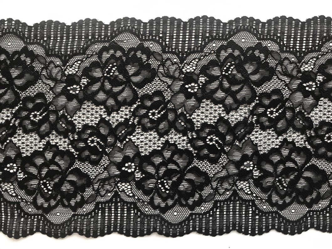 Black Soft Stretch Wide Lace 17cm/7 Lingerie  – The Lace  Co.