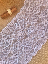 White Soft Wide Floral Stretch Scalloped Lace Trim 17 cm/7"