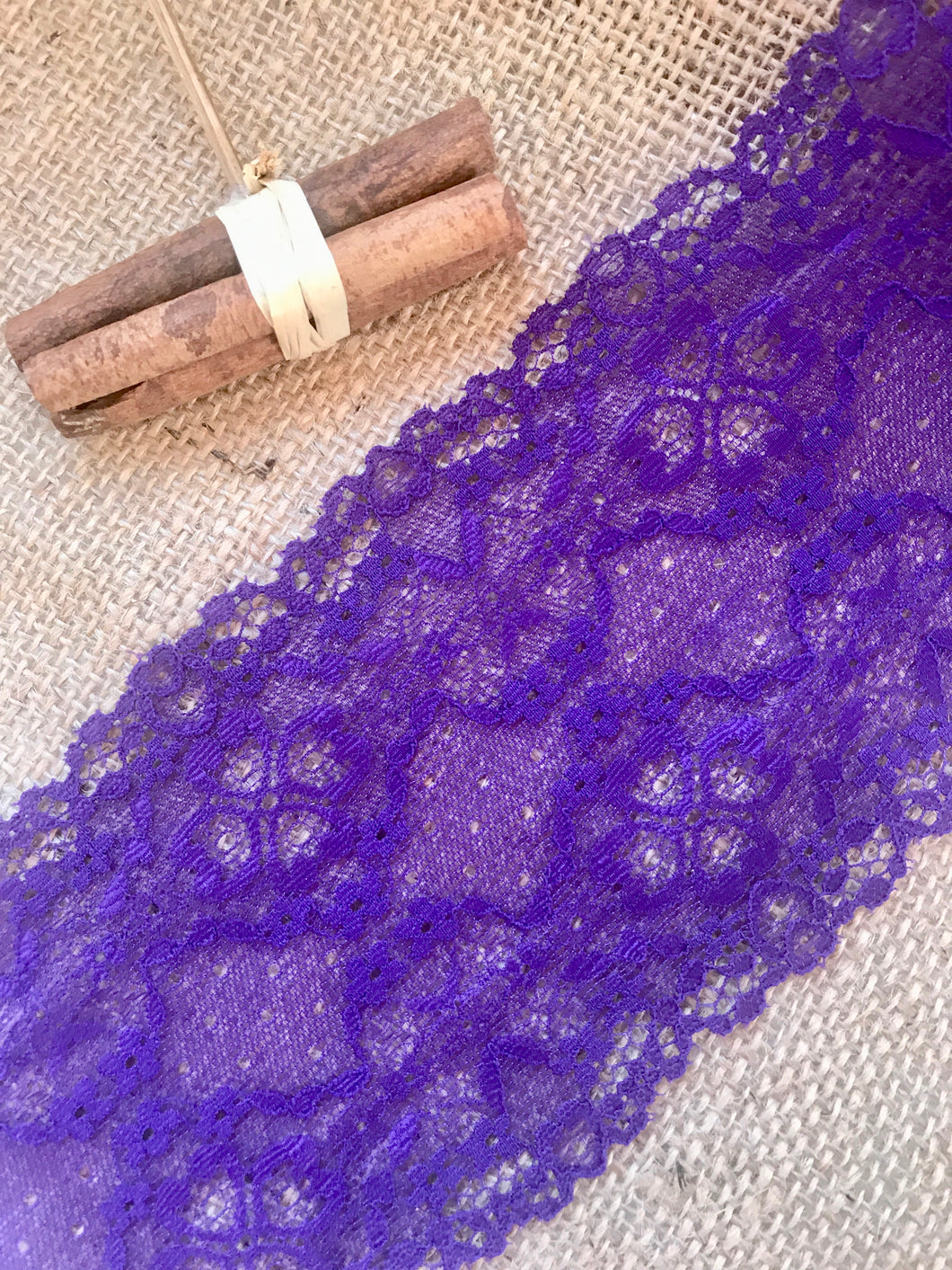 Purple Soft Stretch Dainty Lace  4.5