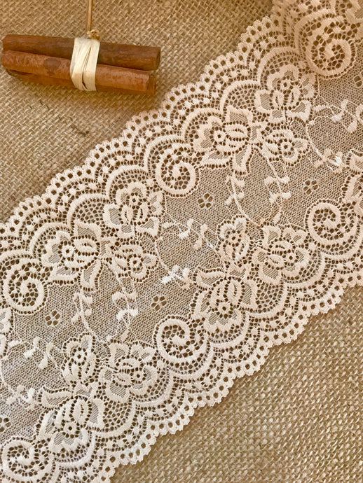 Coffee Skin-tone  Premium Stretch French Lace   15.5 cm/6